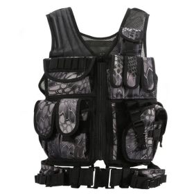 Tactical Vest Military Combat Army Armor Vests Molle Airsoft Plate Carrier Swat Vest Outdoor Hunting Fishing CS Training Vest (Option: Black python pattern)