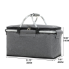 Large Picnic Basket, Insulated Foldable Cooler Bag for Camping Picnic Travel Lunch Bag