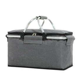 Large Picnic Basket, Insulated Foldable Cooler Bag for Camping Picnic Travel Lunch Bag (Color: grey)