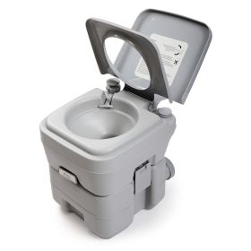 Travel  Outdoor 5 Gallon Camping Portable Toilet, Flush Potty (Color: grey)