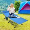 Folding Camping Cot with Side Storage Pocket Detachable Headrest